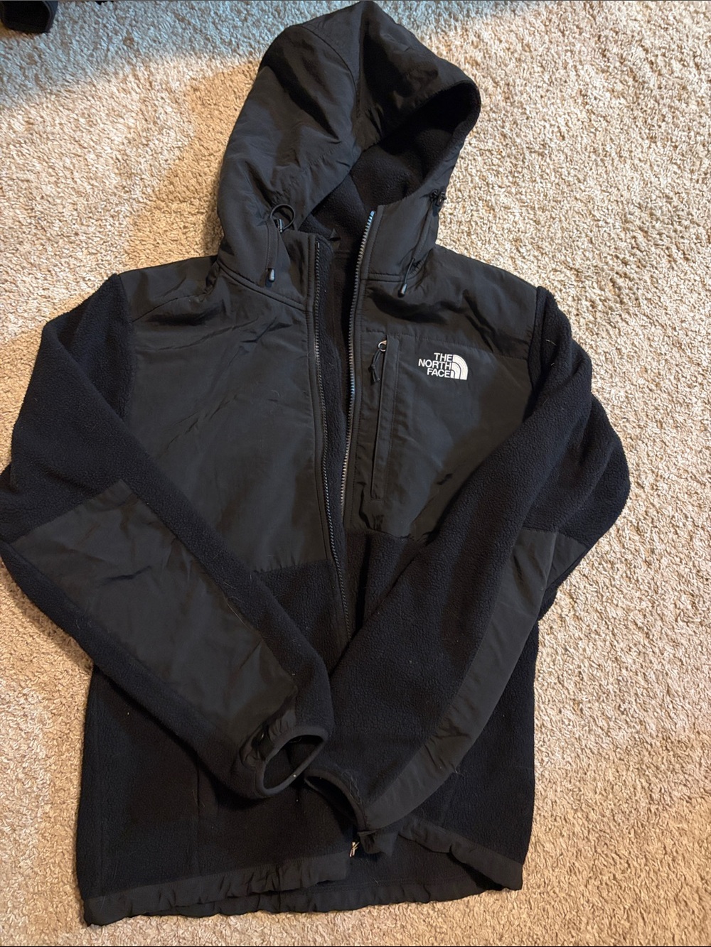 The North Face Black Hooded Fleece Jacket with Zip Chest Pocket